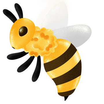 Yellow and black little cute bee