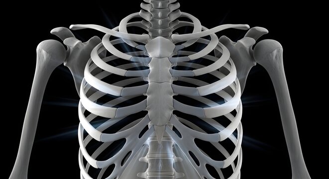 Human skeleton ribcage and upper limbs anatomy