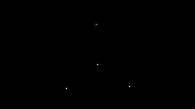 Shimmering twinkle stars animation with sparkling flare glowing, white cartoon, flat, vector, doodles style stars blinking light effect on transparent black screen background. 4K