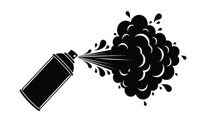 Spray can silhouette creating a cloud of spray paint art and graffiti concept © lors of design