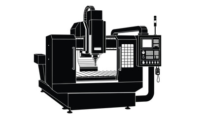 Industrial cnc milling machine silhouette for manufacturing and fabrication © lors of design