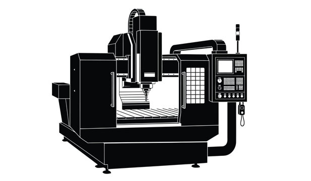 Industrial cnc milling machine silhouette for manufacturing and fabrication