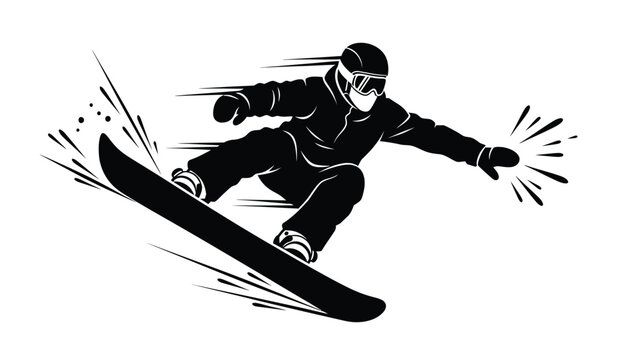 Snowboarder in motion silhouette dynamic winter sports action