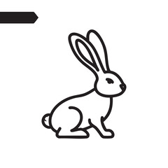 Fototapeta premium An illustration of a sitting rabbit with long ears in a simple line art style.