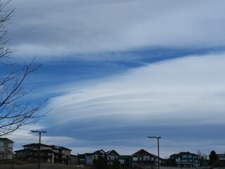Fototapeta premium Layered Lenticular Clouds Over Suburban Boulder County, Colorado