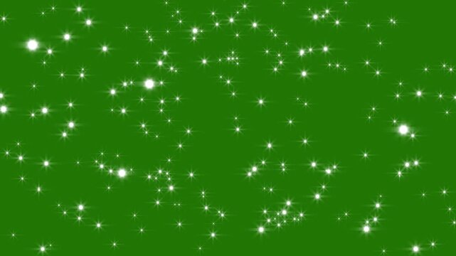 4K Twinkling stars glow fields flying in galaxy space with starburst light, white cartoon blinking stars and retro vector elements, 2D luxury starry night sky animation for creative video projects