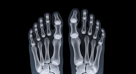 Naklejka premium X ray image of a pair of human feet showing skeletal structure