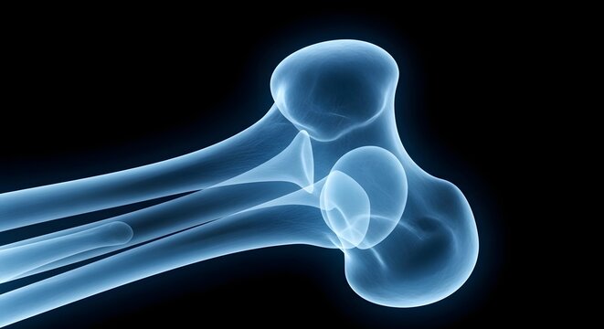 Anatomical x ray image of a human shoulder joint with humerus scapula and clavicle bones