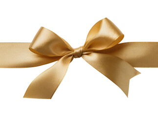 Fototapeta premium Isolated shiny golden satin ribbon bow, perfect for gifts, holidays, and celebrations