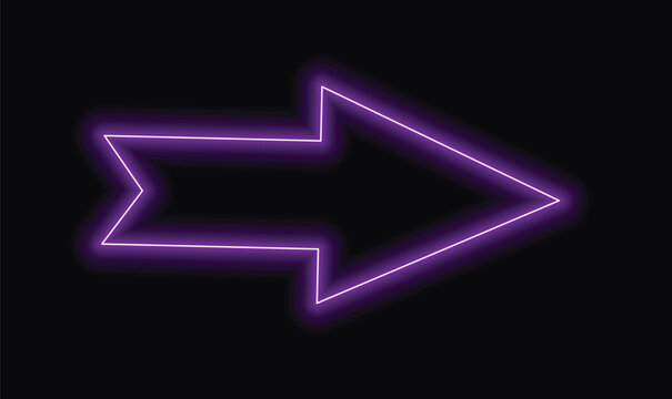 A purple neon right arrow glowing icon for futuristic website navigation and banners.