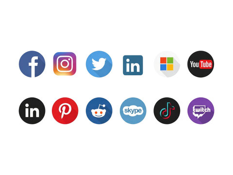 Social media icons collection isolated transparent bg, cutout PNG