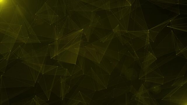 Abstract yellow lines and points connect to form a digital futuristic network