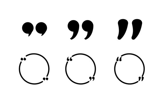 Set of quote mark. Quotes icon vector set. Quotemarks outline, speech marks, inverted commas or talking marks collection. Talk bubble speech icon. Black quotes icon. Vector illustration.
