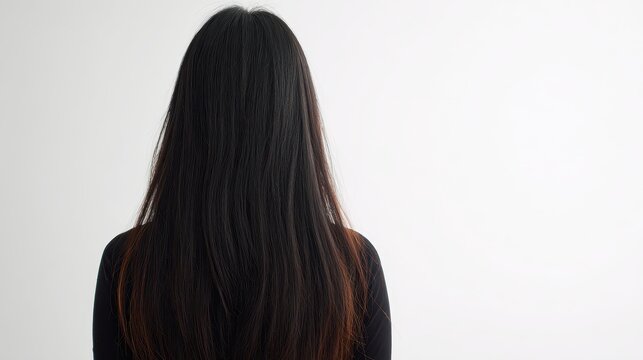 Back of head shot in a minimal studio setting with soft lighting and white background