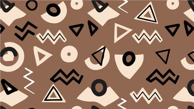 African tribal ethnic geometric pattern vector illustration in brown black and beige