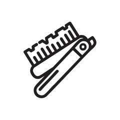 Fototapeta premium An outline of a folding pocket brush with a handle