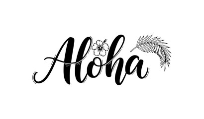 Hand drawn Aloha brush lettering vector logo for Hawaiian shirt print and tropical summer design © Najmul