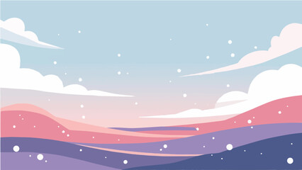 Fototapeta premium Dreamy landscape vector illustration with colorful hills clouds and sparkling stars