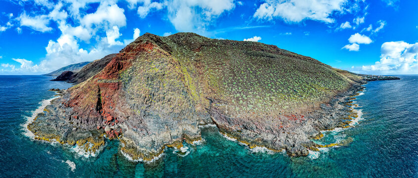 Aerial View Tamaduste Volcanic Bay Natural Harbor Village El Hierro Canary Islands Spain Coastal Architecture