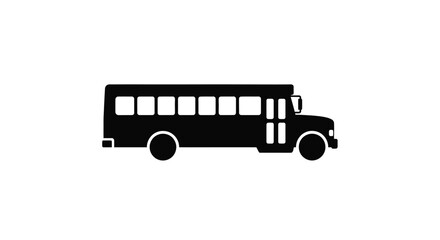 A black silhouette of a classic school bus side profile silhouette © MD RIPON