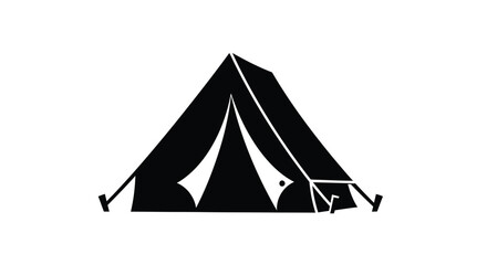 Simple black tent illustration against a white background silhouette © Rabbi