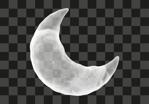 Abstract crescent shape 3D render with translucent material for modern graphic design element