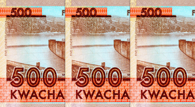500 Kwacha Malawi Banknote Featuring Mulunguzi Dam in Zomba. Money of Africa. Paper Money of Malawi