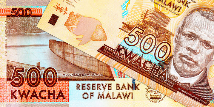 500 Kwacha Malawi Banknote Featuring Mulunguzi Dam in Zomba. Money of Africa. Paper Money of Malawi