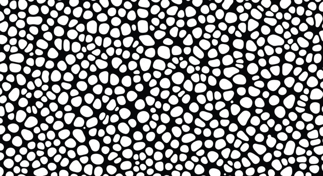Abstract monochrome pattern featuring interconnected organic shapes resembling biological cells