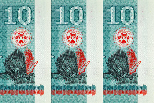 10 Emalangeni Eswatini (Swaziland) with the image of nine princesses at the Ncwala ceremony. Money of Africa. Hybrid money of Eswatini.