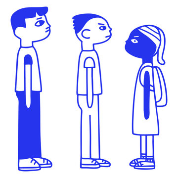 Cartoon School Hooligans Troublemaker Teens Doodle Illustration