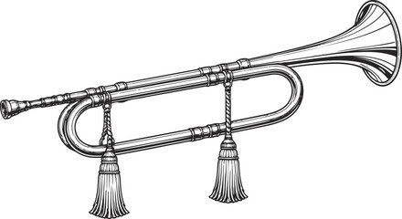 Natural Trumpet Line Art – Historical Musical Instrument Line Art © Apurba