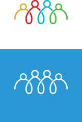 Colorful Four People Team String Connection Vector Icon White Background Symbol