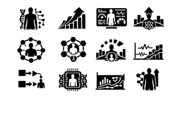 Naklejka premium Workflow vector simple biohacking dashboard image progress improvement optimization generation performance icon