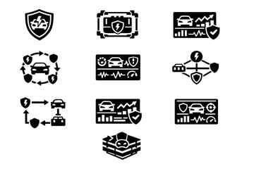 Fototapeta premium Icons protection generation icon ev vector workflow simple set dashboard image structure
