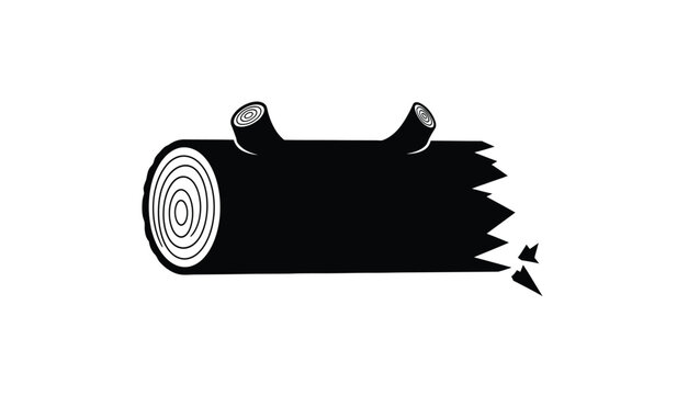 Silhouette of a tree stump with two protrusions and a circular pattern