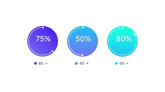 Pie Charts Style Fil Animated Graphs and Diagrams for Data Presentation with Alpha Channel