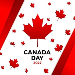 Obraz premium Vibrant Canada Day 2027 celebration graphic with maple leaves