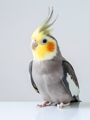 Obraz premium Cockatiel bird with crest and colorful facial markings