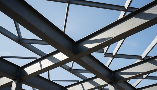 Modern Architecture with Intersecting Steel Structures and Geometric Design