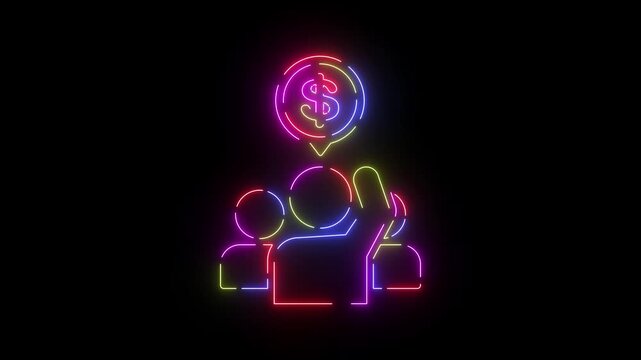 Auction Adjudicate Adjudge neon line icon seamless loop