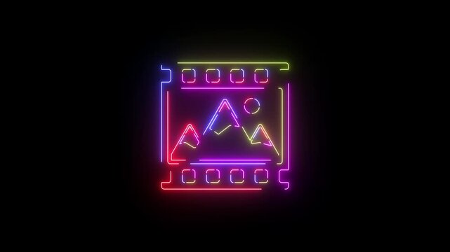 Pellicle Art Sunset neon line icon seamless loop