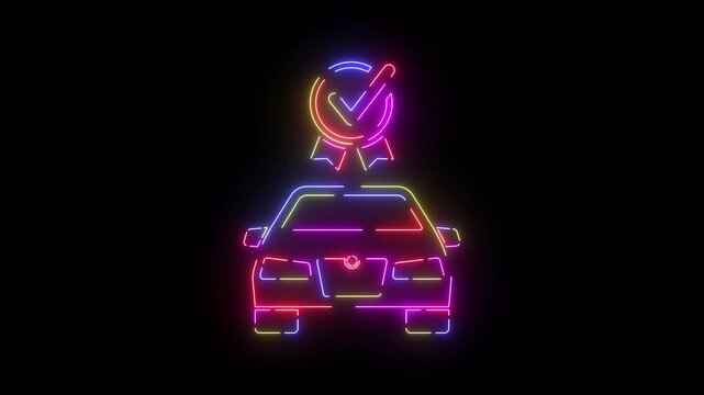 Recommended checkmark neon line icon seamless loop
