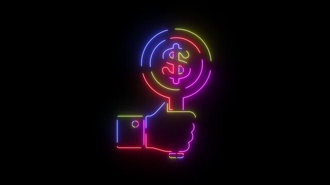 Judicial Shovel Scoop neon line icon seamless loop