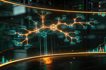 Fototapeta premium Futuristic glowing technology interface data visualization network