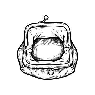 Poverty concept empty wallet with no money financial crisis economic hardship sketch vector illustration