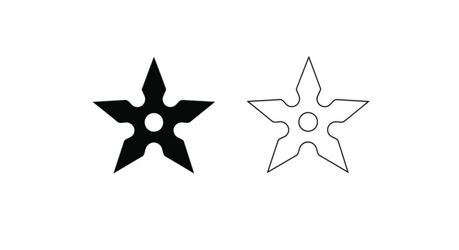 Two ninja stars one solid black and one outline a striking silhouette