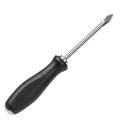 Fototapeta premium Black Handle Screwdriver with Precision Tip, isolated on white background