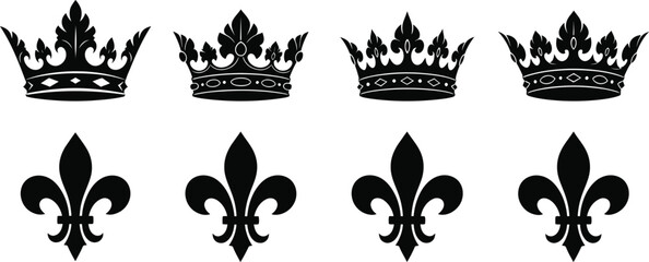 Royal crowns and fleur de lis symbols © RIDITA