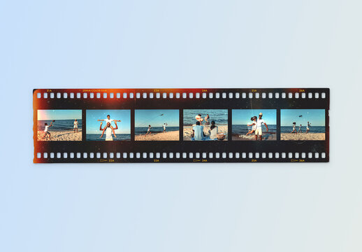 Vintage Film Strip Frame Overlay Template, Retro 35mm Polaroid Photo Border Mockup